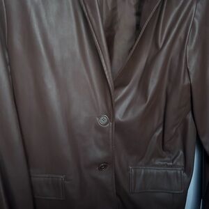 Chic Brown Leather Blazer